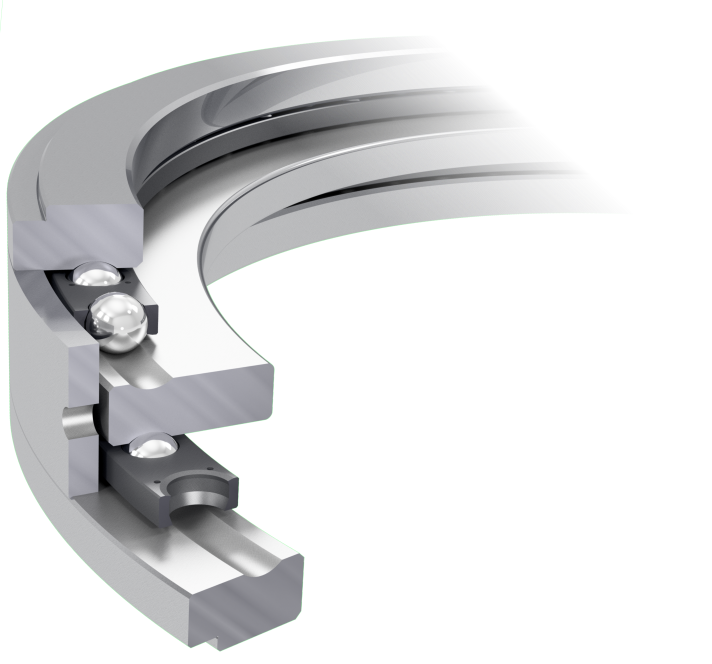 Dibujo técnico de un rodamiento axial de doble dirección.