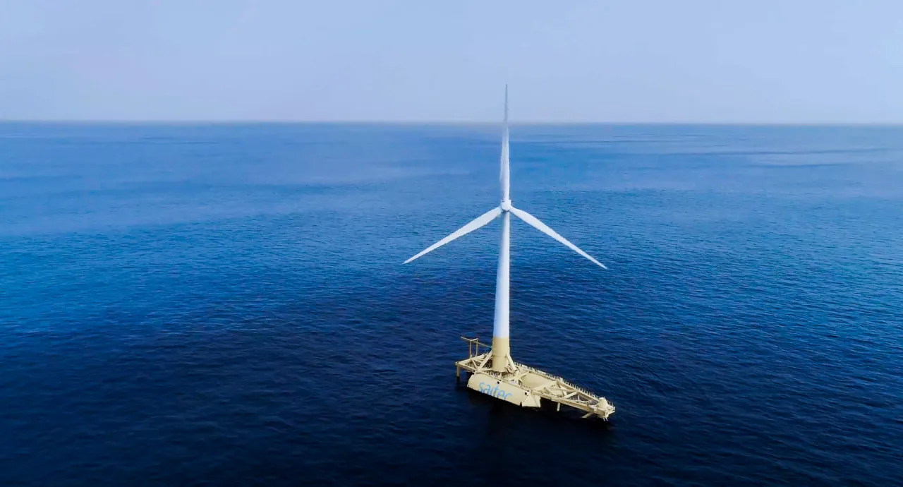 Schwimmende Windenergieanlage auf dem Meer