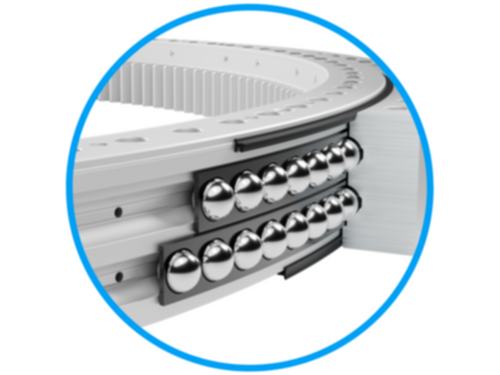 Rodamiento doble de cuatro puntos sobre fondo blanco