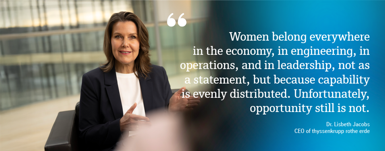 Woman with brown shoulder-length hair, smiling; quote on the right