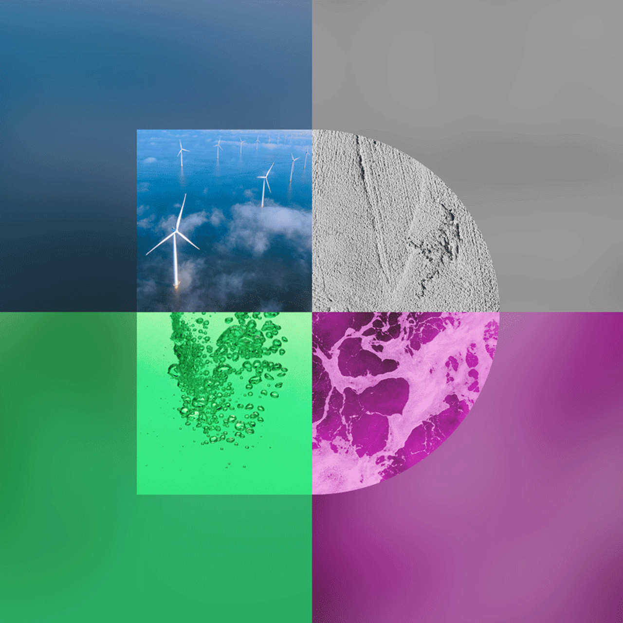 蓝色、灰色、紫色、绿色四幅图片